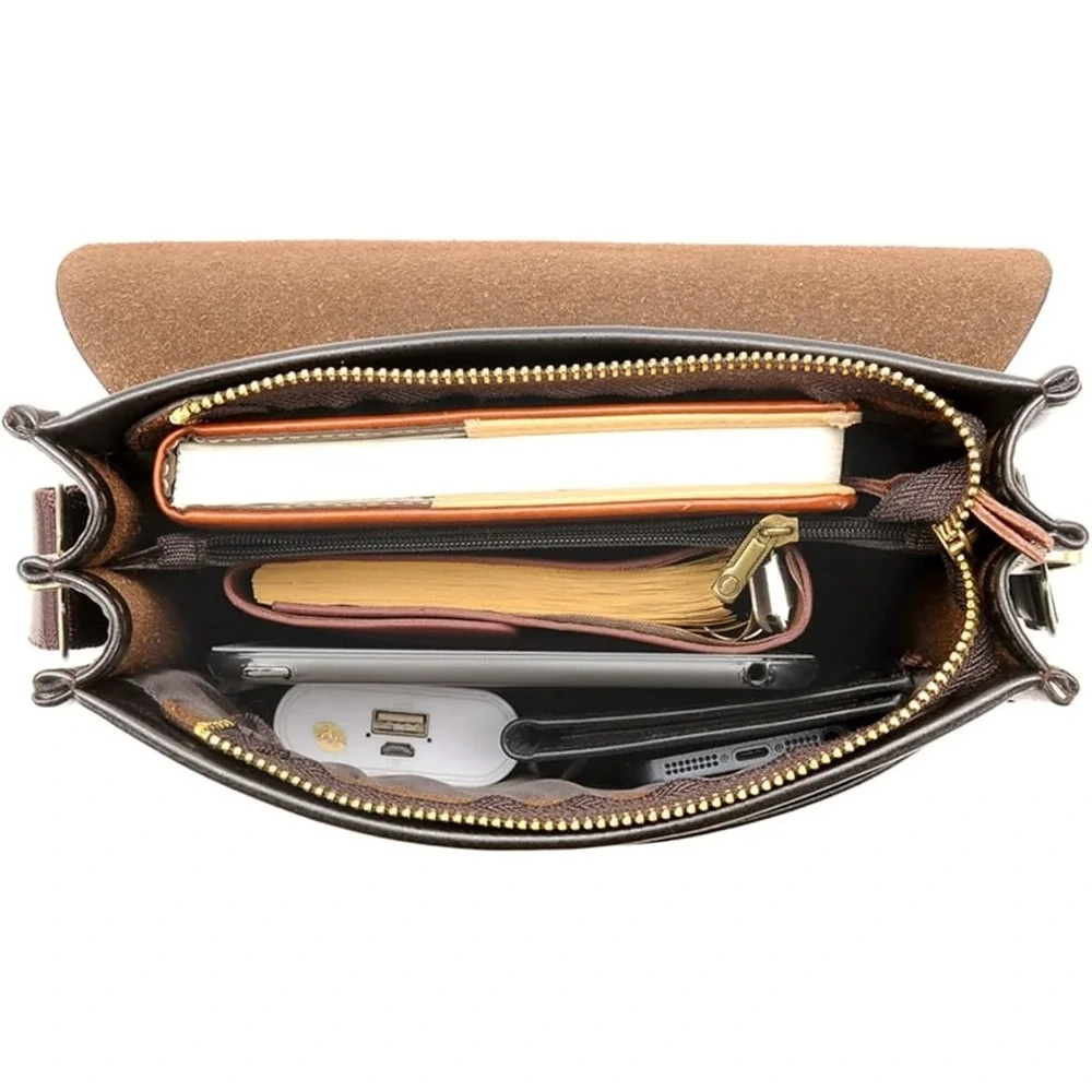 Henmifyer PU Leather Black Sling Crossbody Messenger Bag Magnetic Closure New
